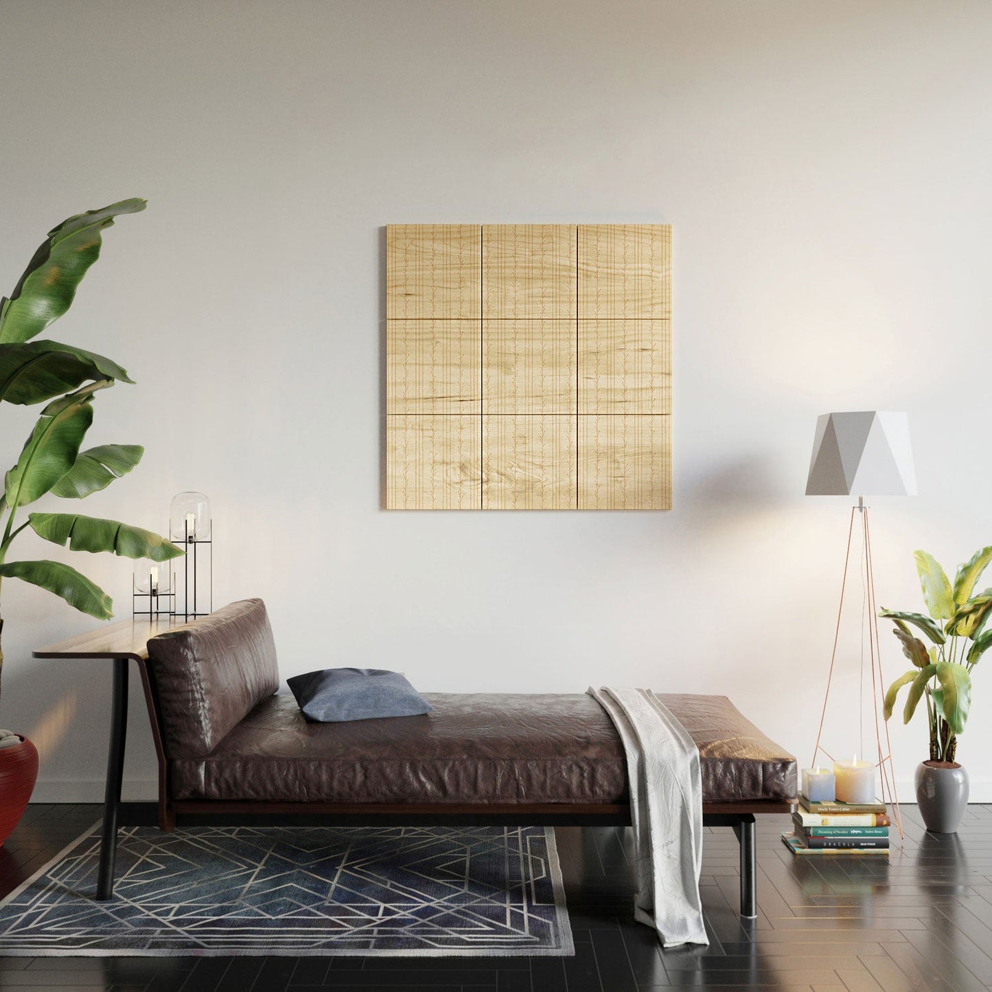 Little Arrow Design Co branch stripes cream Wood Wall Mural