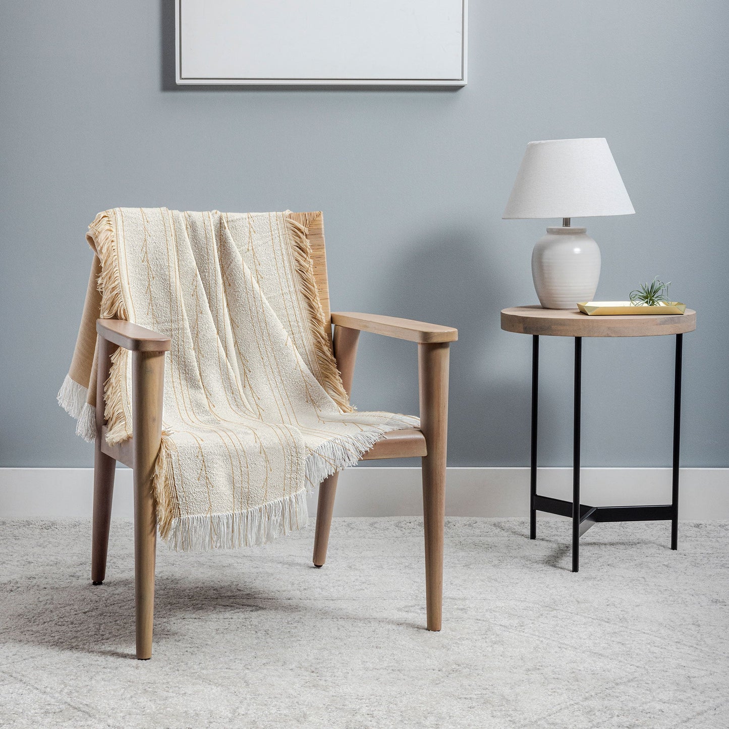 Little Arrow Design Co branch stripes cream Throw Blanket