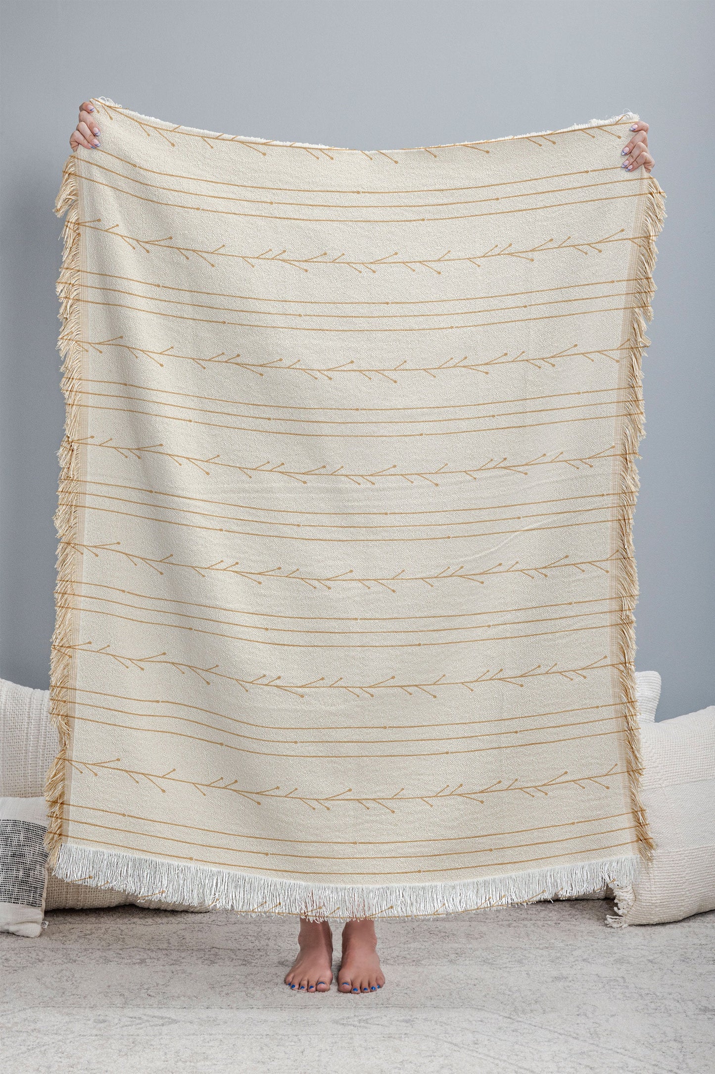 Little Arrow Design Co branch stripes cream Throw Blanket