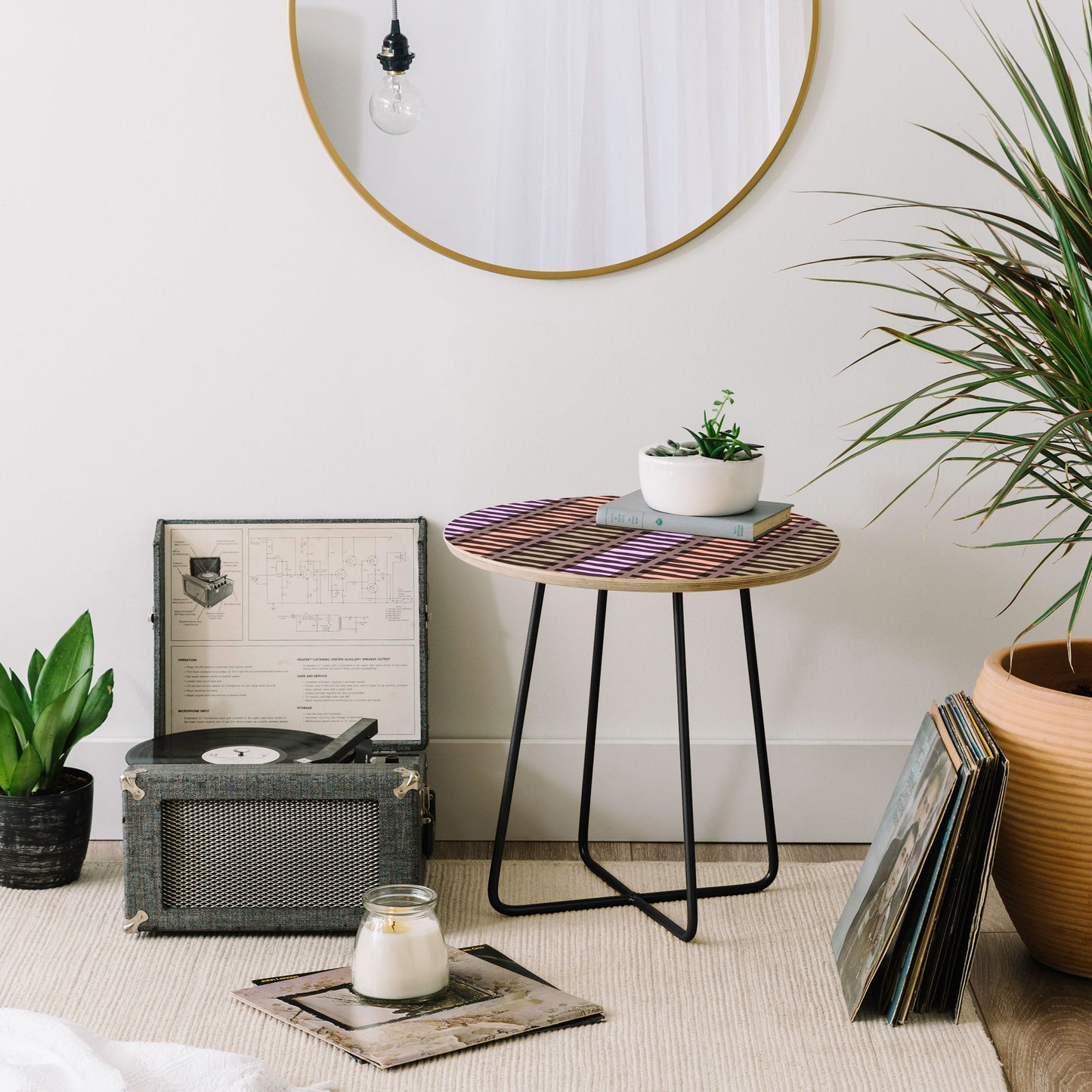 Mirimo Korath Striped Round Side Table