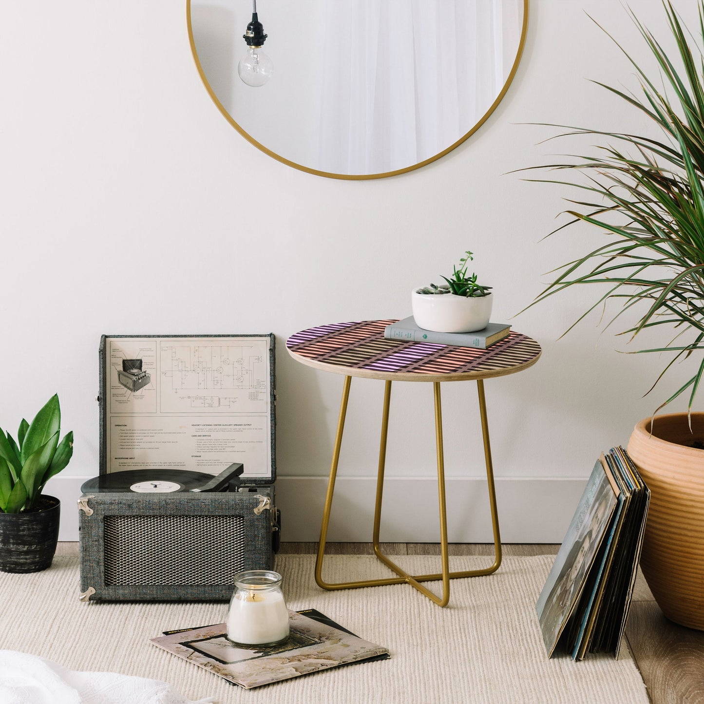 Mirimo Korath Striped Round Side Table