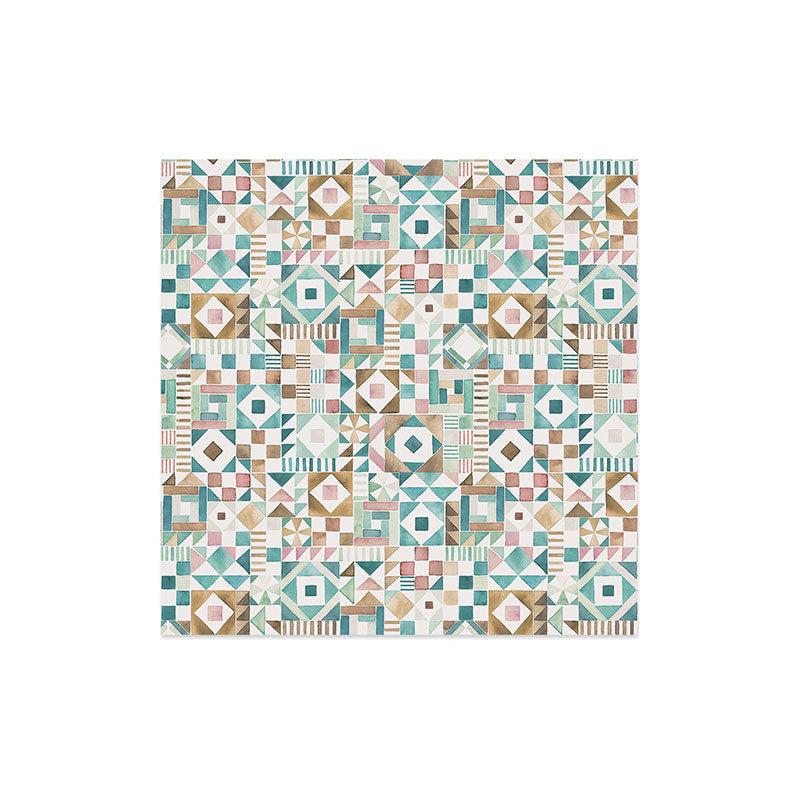 Ninola Design Charming Nostalgia Geometric Tiles Patchwork Aqua Pink Gold Art Print