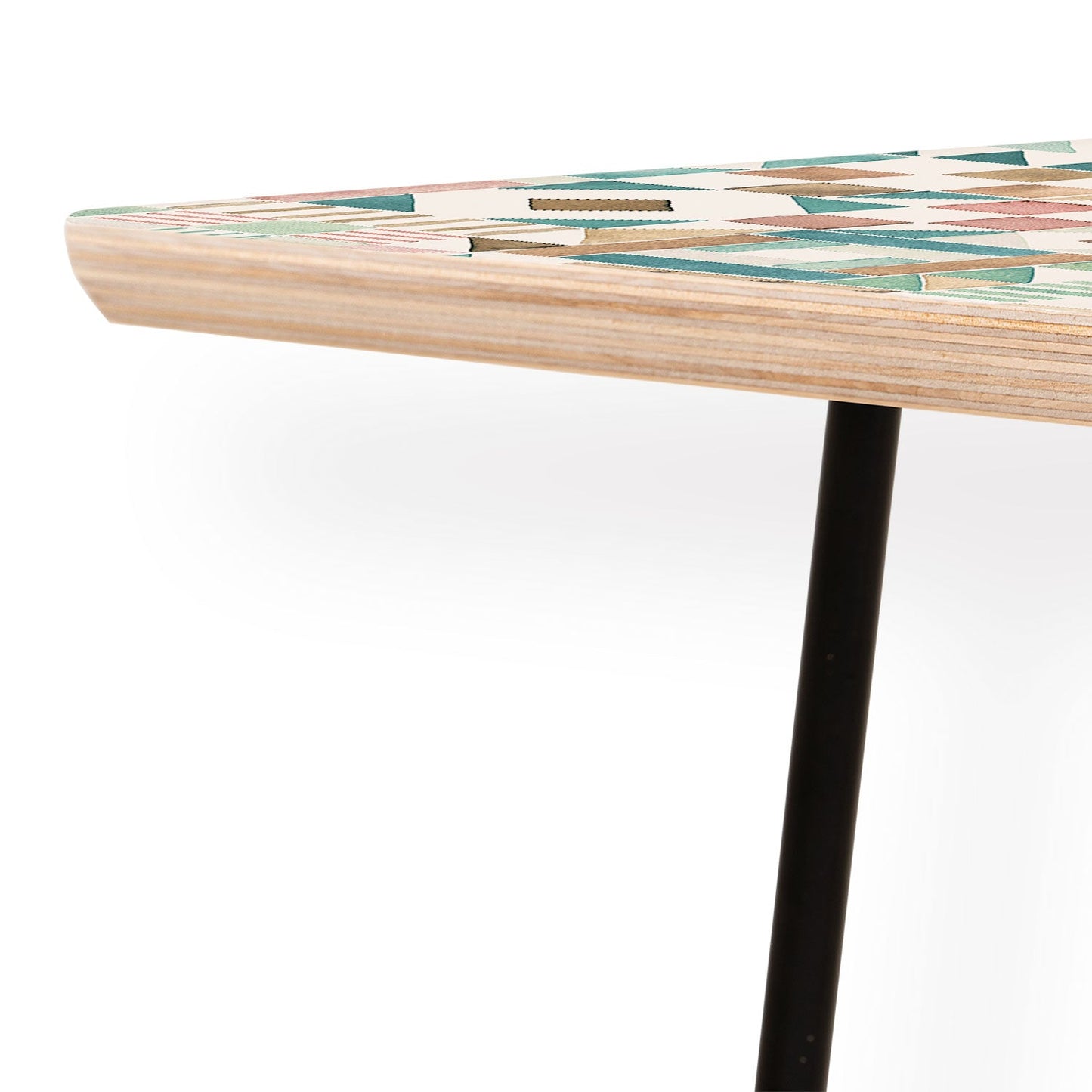 Ninola Design Charming Nostalgia Geometric Tiles Patchwork Aqua Pink Gold Coffee Table