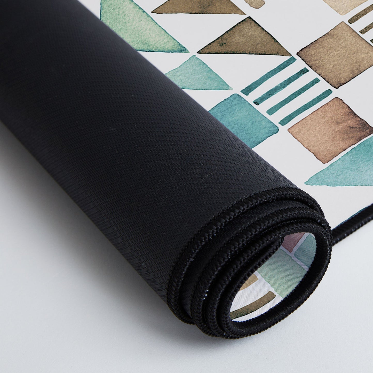 Ninola Design Charming Nostalgia Geometric Tiles Patchwork Aqua Pink Gold Desk Mat