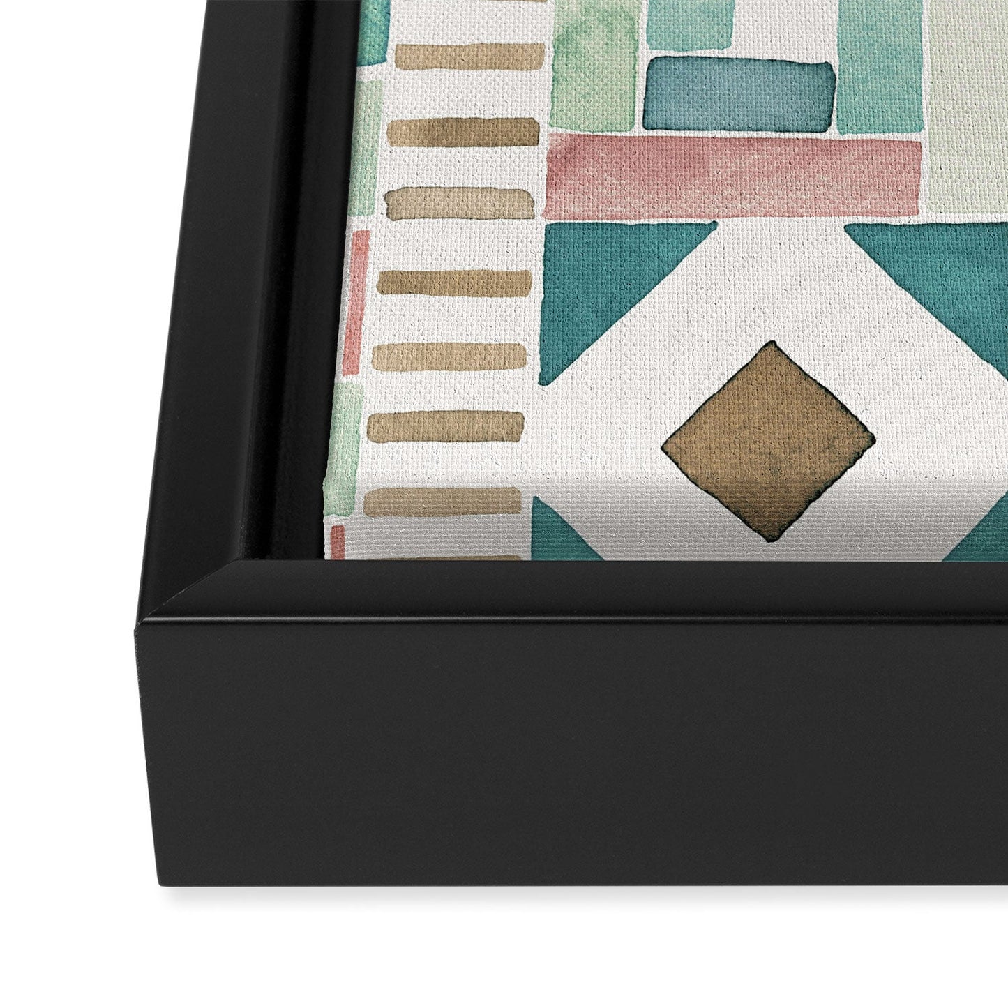 Ninola Design Charming Nostalgia Geometric Tiles Patchwork Aqua Pink Gold Art Canvas