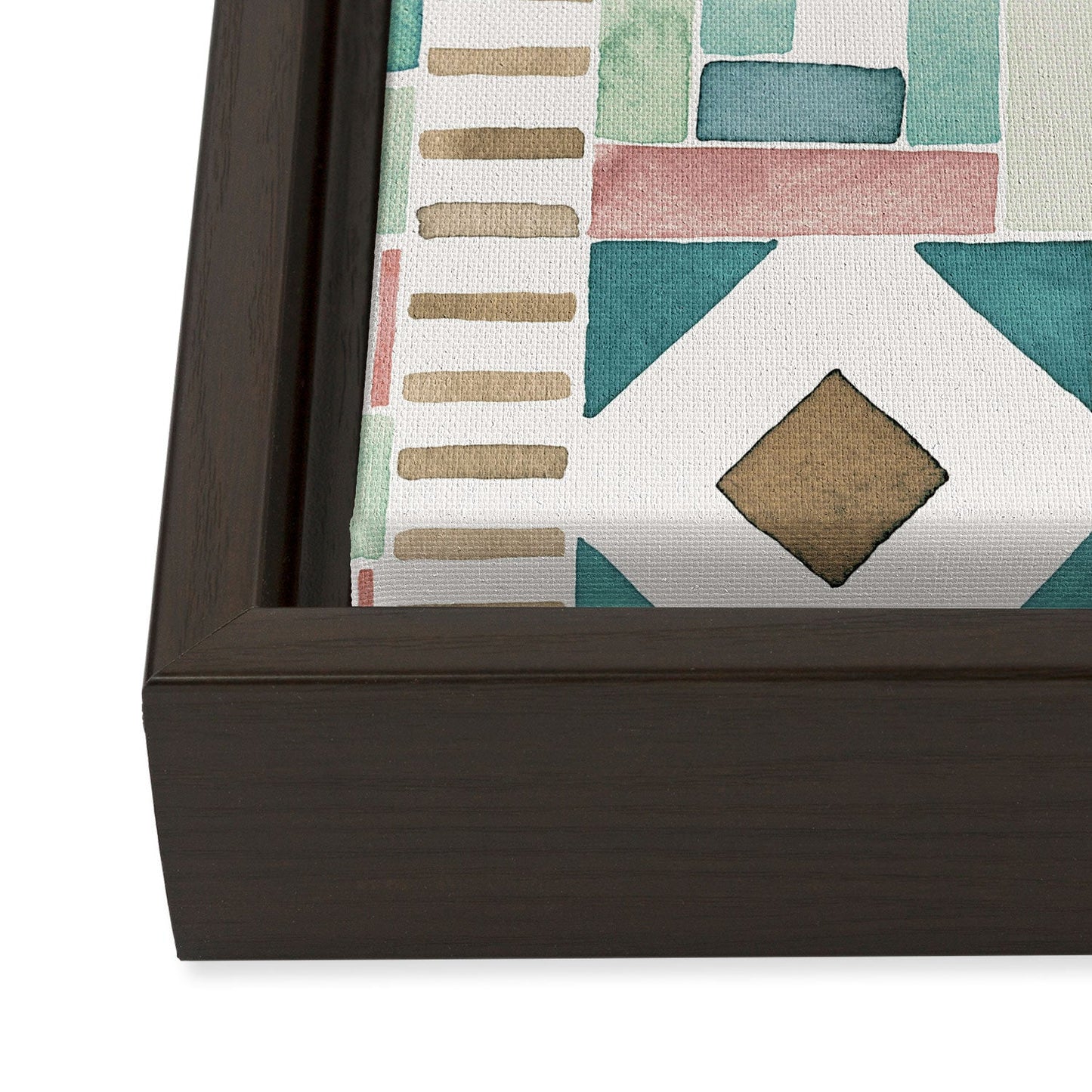 Ninola Design Charming Nostalgia Geometric Tiles Patchwork Aqua Pink Gold Art Canvas