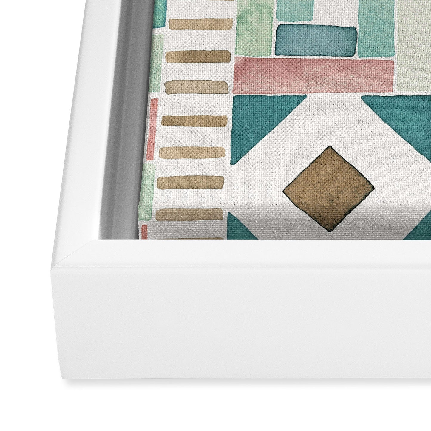 Ninola Design Charming Nostalgia Geometric Tiles Patchwork Aqua Pink Gold Art Canvas