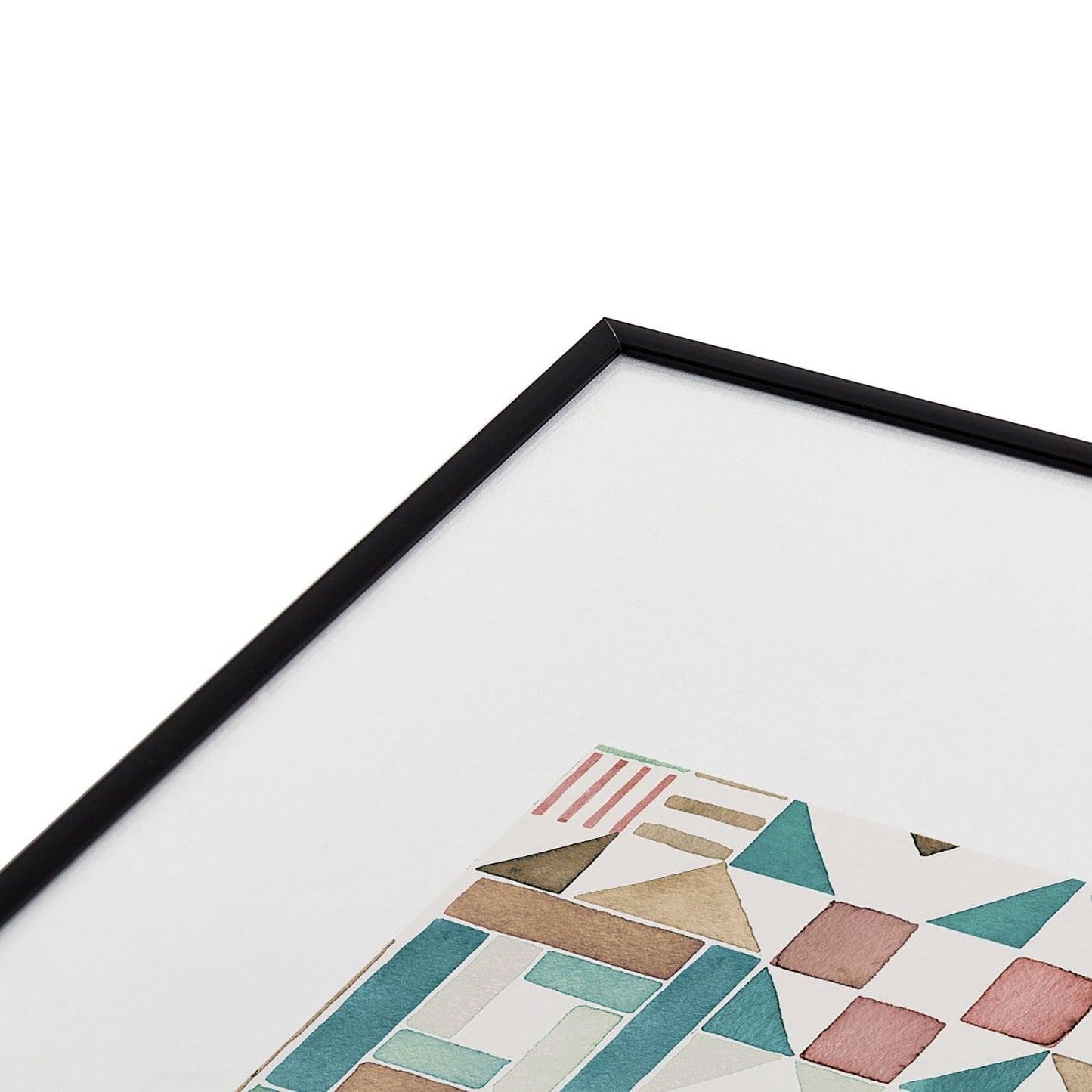 Ninola Design Charming Nostalgia Geometric Tiles Patchwork Aqua Pink Gold Metal Framed Art Print