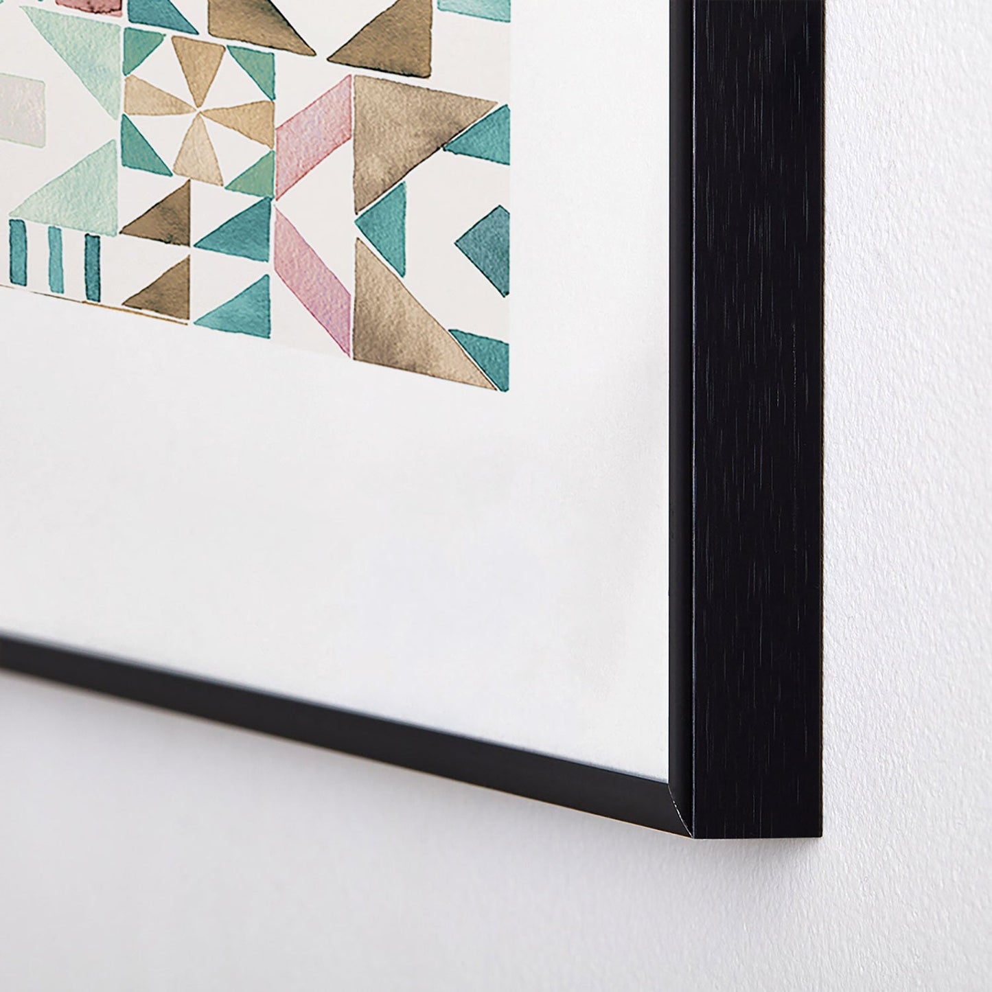 Ninola Design Charming Nostalgia Geometric Tiles Patchwork Aqua Pink Gold Metal Framed Art Print
