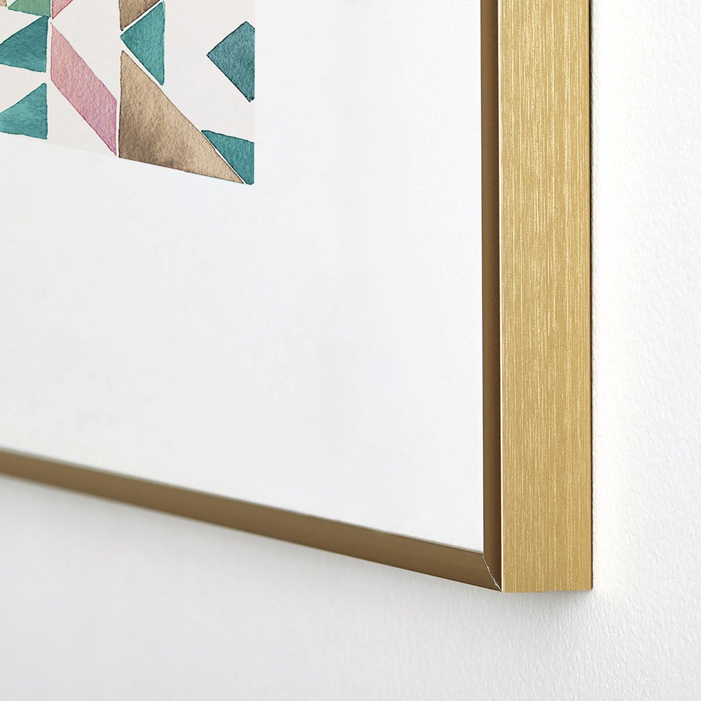 Ninola Design Charming Nostalgia Geometric Tiles Patchwork Aqua Pink Gold Metal Framed Art Print