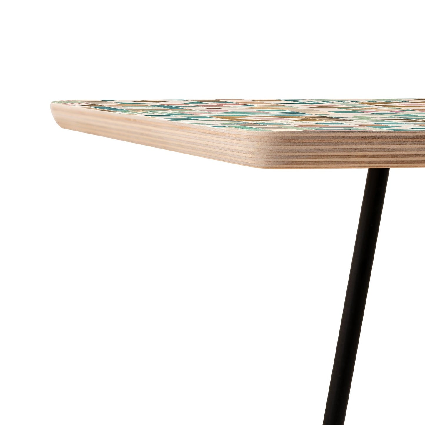 Ninola Design Charming Nostalgia Geometric Tiles Patchwork Aqua Pink Gold Side Table