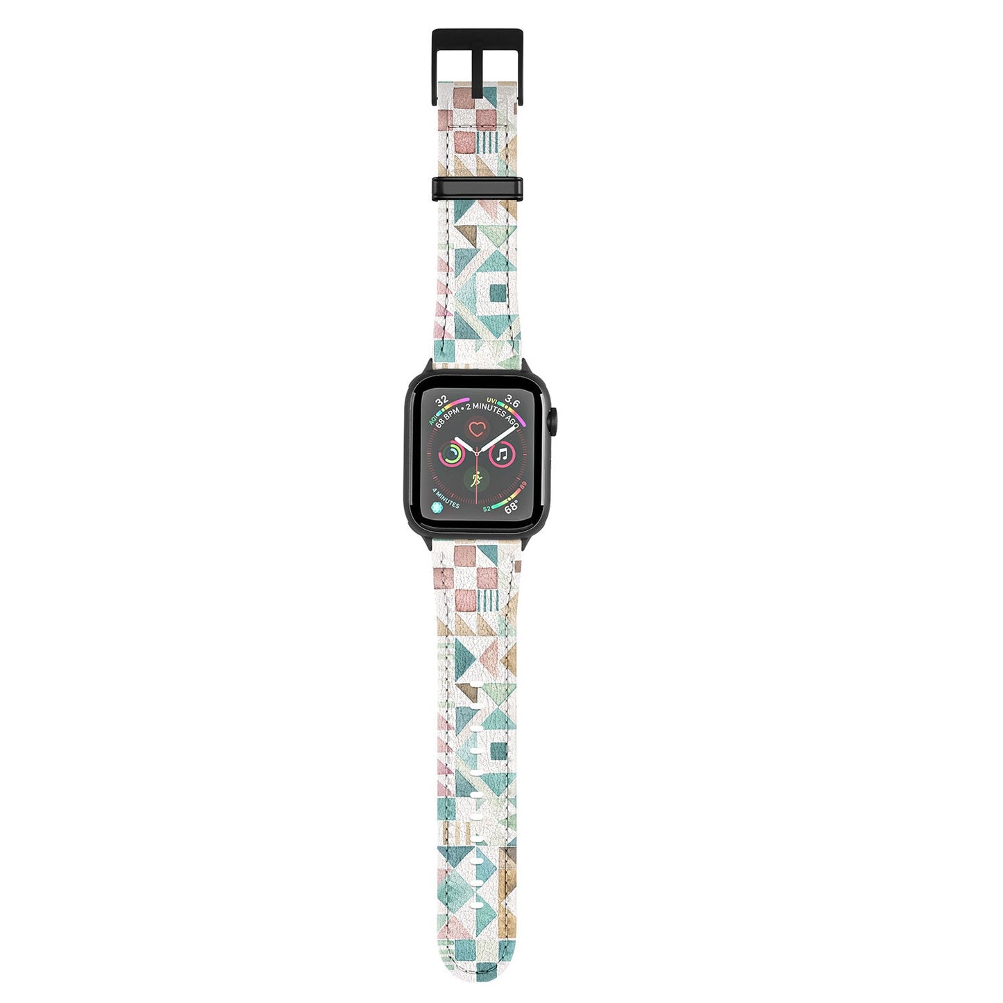 Ninola Design Charming Nostalgia Geometric Tiles Patchwork Aqua Pink Gold Apple Watch Band