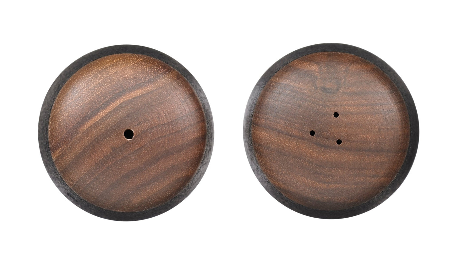 Salt & Pepper Shakers in Cast Iron with Walnut