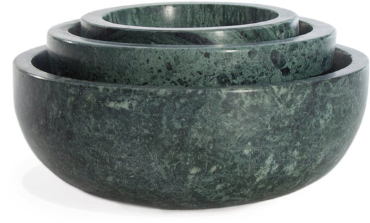 Open Box - Simple Marble Bowls - Green 3pc Set