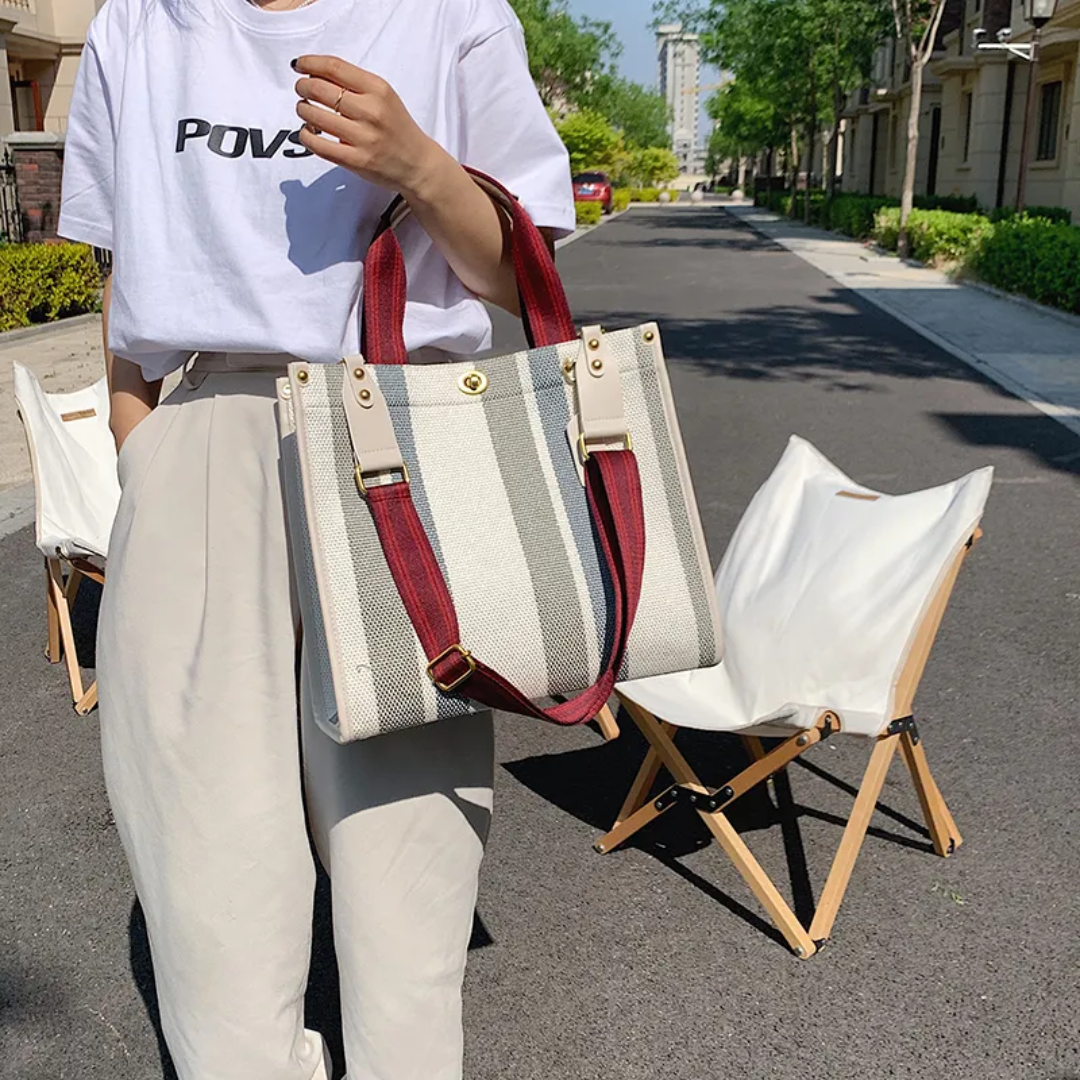 Ivy - Gestreepte Tote Bag voor Dames - Stijlvol & Veelzijdig
